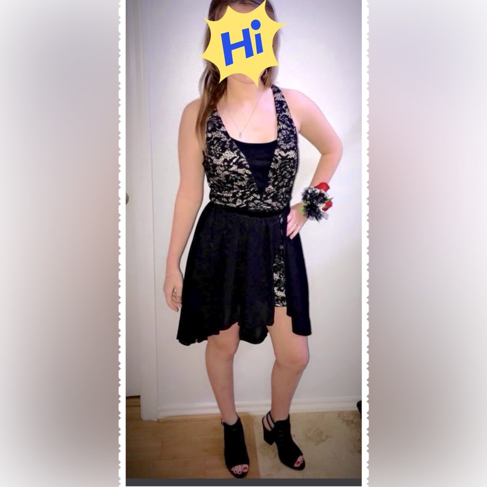 Sequin Hearts Black & Champaign Homecoming/Cocktail Dress - Size 5